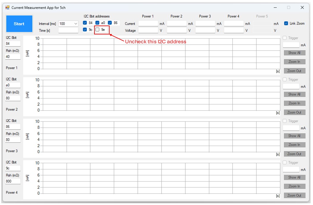 Current Measurement Program uncheck 9e I2C address